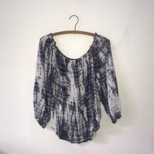 Tie-Dye Off-The-Shoulder (OTS) Long Sleeve Blouse